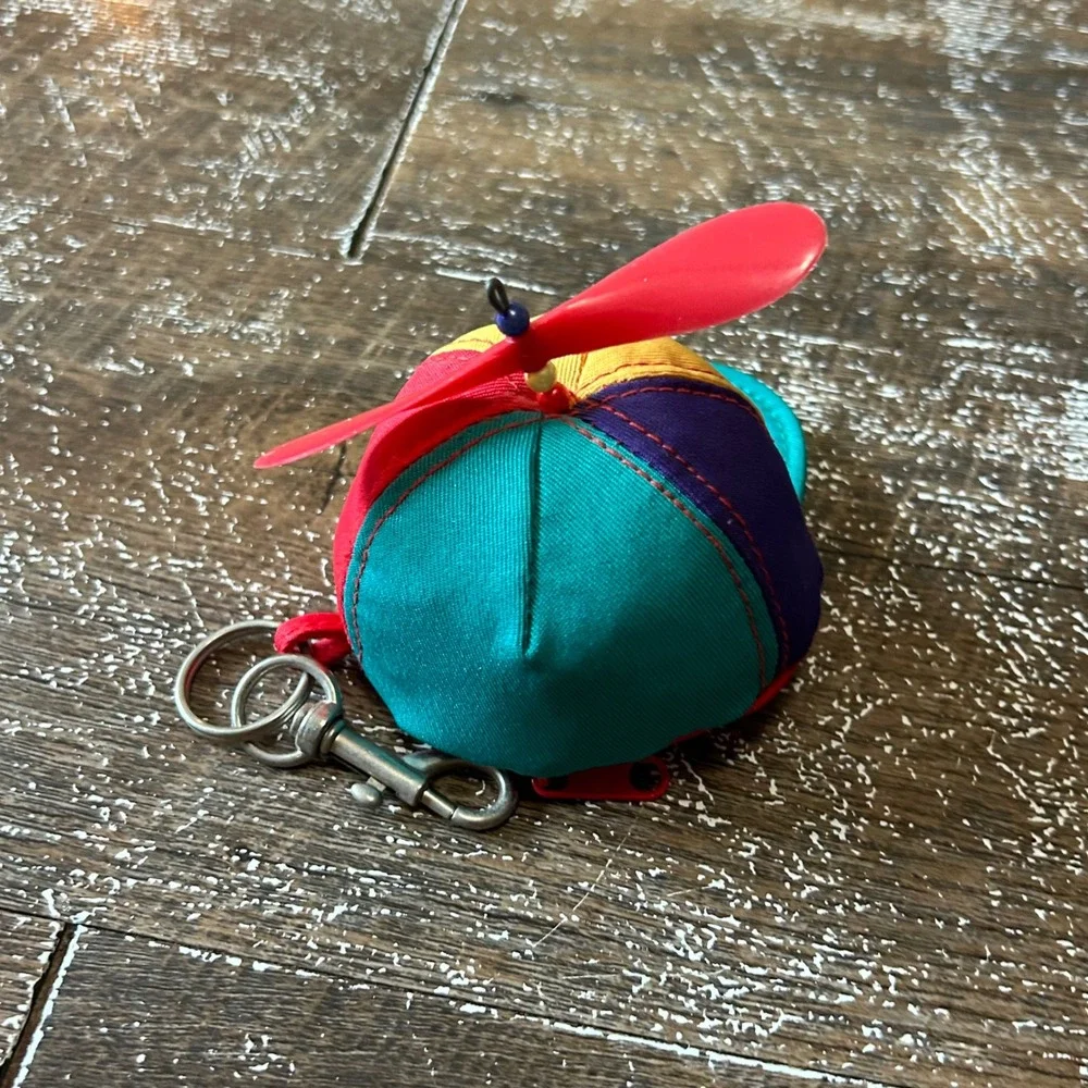FAO Schwarz Vintage Propeller Hat Keychain Coin Purse Multicolor Retro Toy Logo